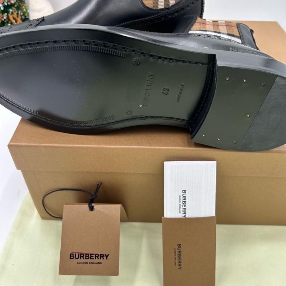 Men’s Burberry vintage check leather Chelsea boots size 43 made in Italy - Picture 9 of 11